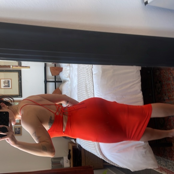 Burnt orange midi dress - Picture 2 of 3